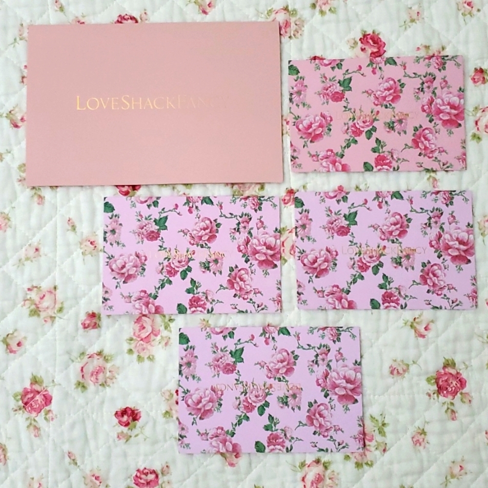 LOT 5 Loveshackfancy postcard & receipt holder pink floral